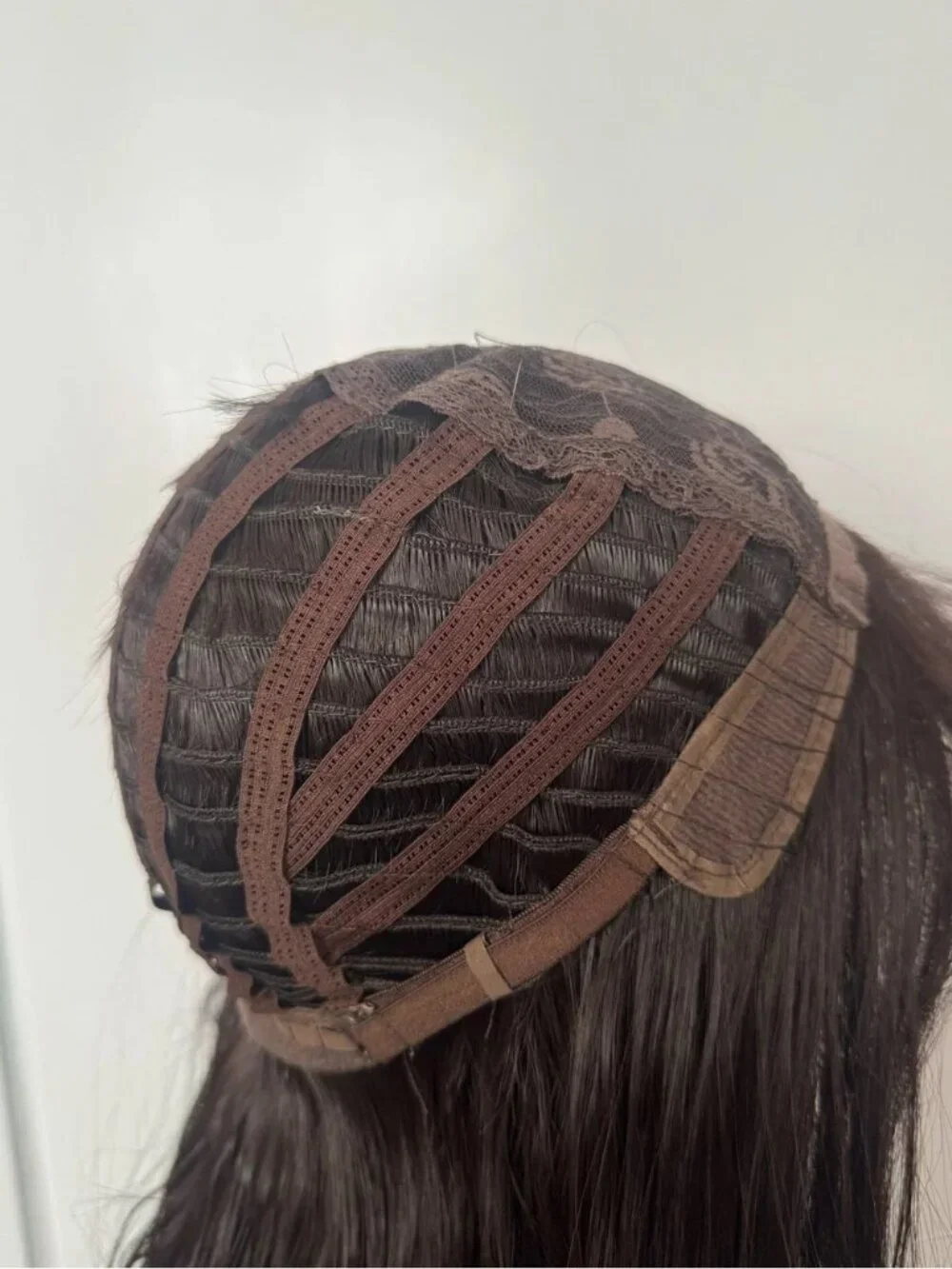 Dark Brown Wig with Bangs Shoulder Length Straight Layered Heat Resistant